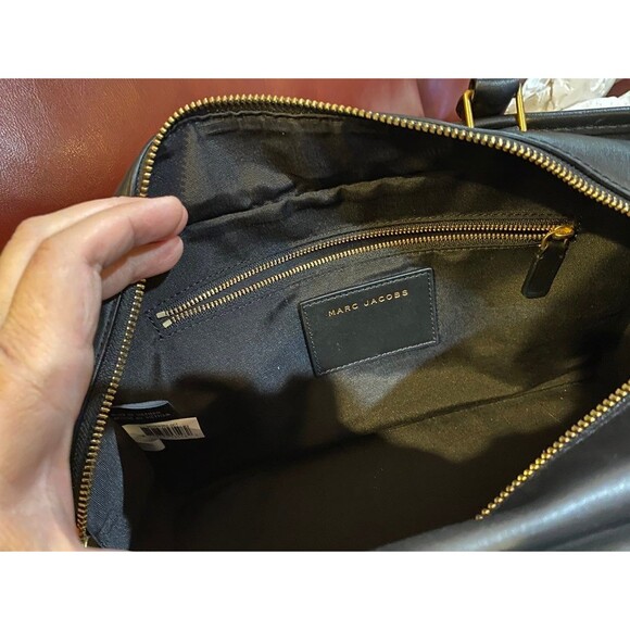 Black and Gold Women's Madison East/West Tote Black leather bag elegant medium - Picture 7 of 7